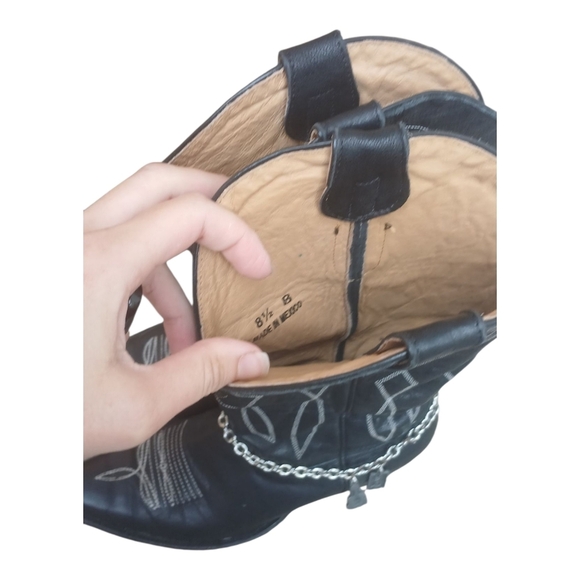 Vintage Black Silver Cowboy Cowgirl Western Boots Size 8.5B - Picture 3 of 7